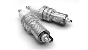 close-up of two spark plugs