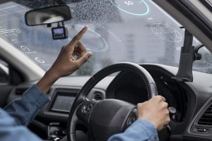 Interactive window screen to showcase the security system on the car