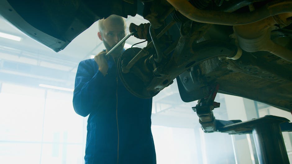 An image of a mechanic using diagnostic tools on a car